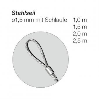 Stahlseil mit Schlaufe, 1,5 mm 
